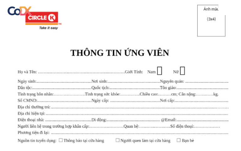 Mẫu thông tin ứng viên phỏng vấn CHUẨN X2 chuyên nghiệp Tải ngay