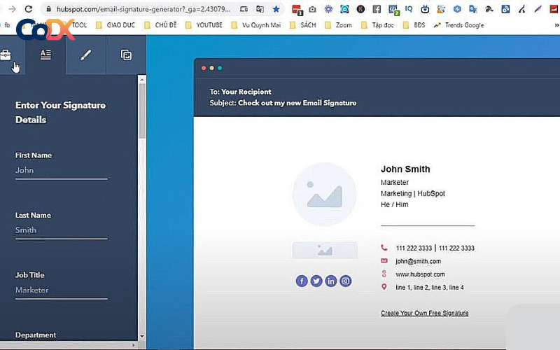 tạo mẫu chữ ký Email đẹp trên Hubspot