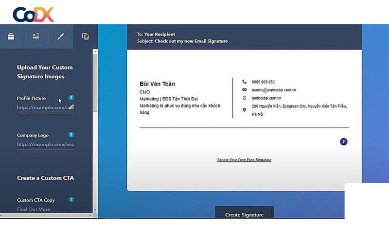 tạo mẫu chữ ký Email đẹp trên Hubspot
