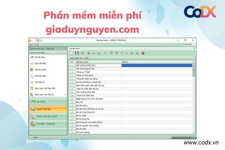 Phần mềm quản lý công văn giaduynguyen.com