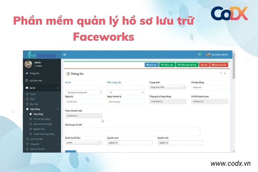 Phần mềm quản lý văn bản và công văn lưu trữ Faceworks