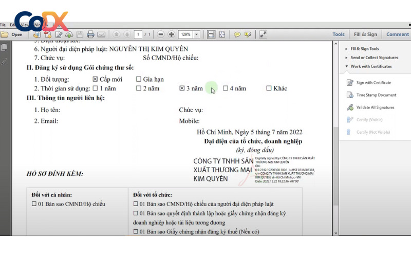 hướng dẫn ký số trên file pdf Adobe Reader