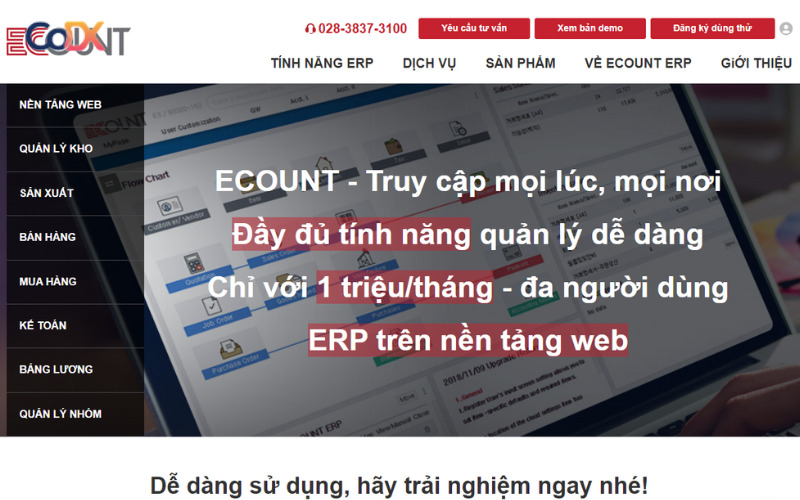 Phần mềm quản lý doanh nghiệp nhỏ Ecount 