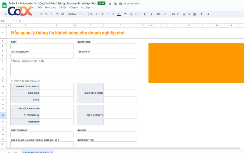 file excel quản lý khách hàng đơn giản