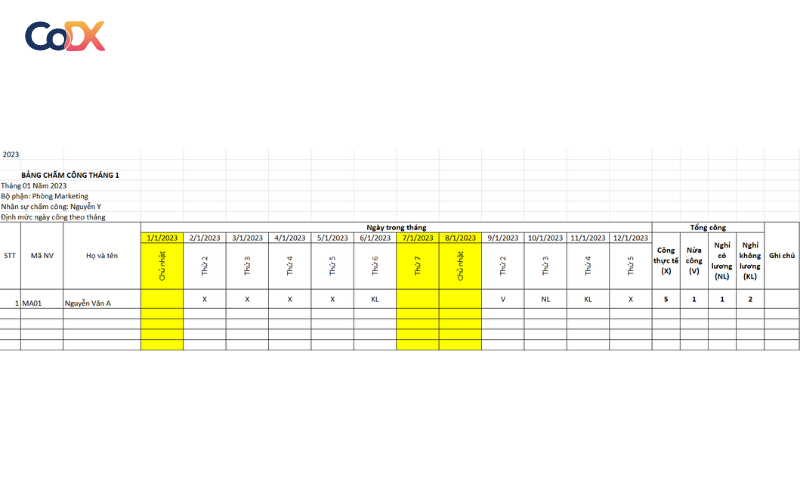 Mẫu bảng chấm công Excel miễn phí