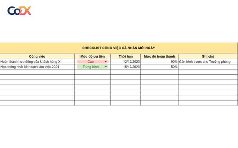 7 Form mẫu checklist công việc excel ĐẸP chuyên nghiệp [Tải dùng ngay]