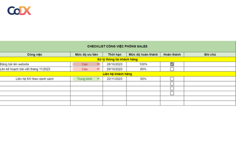 7 Form mẫu checklist công việc excel ĐẸP chuyên nghiệp [Tải dùng ngay]
