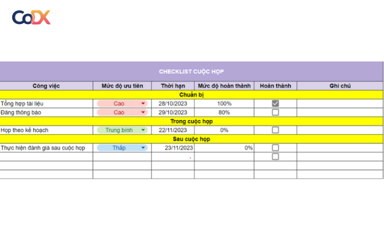 7 Form mẫu checklist công việc excel ĐẸP chuyên nghiệp [Tải dùng ngay]