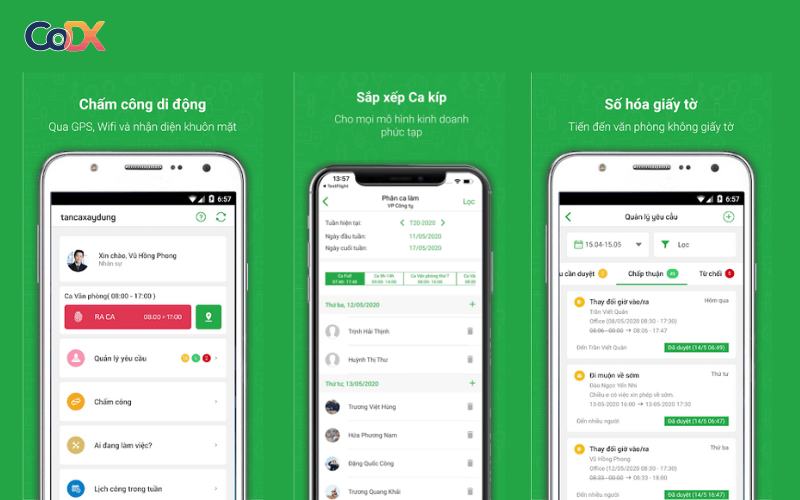Phần mềm chấm công trên điện thoại miễn phí Tanca.io