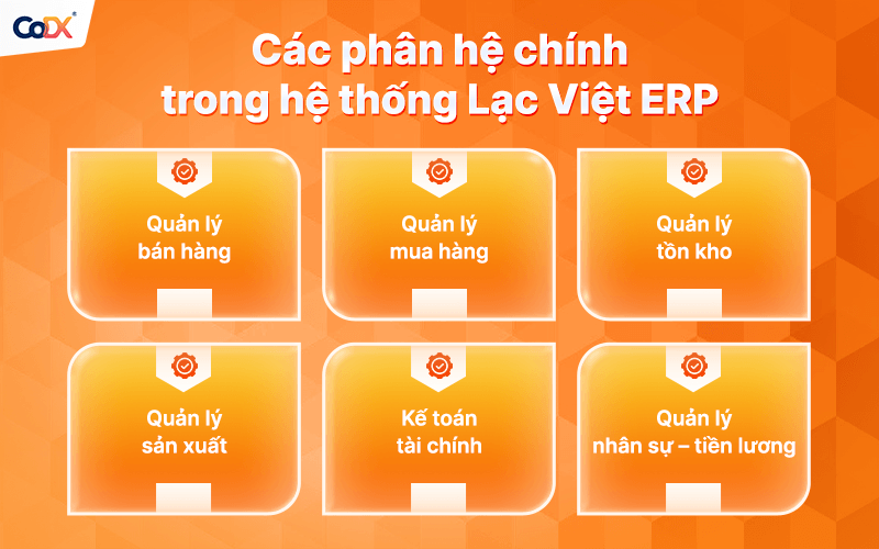 Các phân hệ chính trong hệ thống LV ERP
